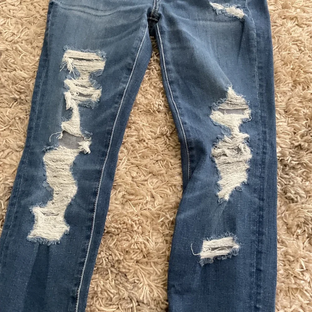 American Eagle Next Level Stretch Distressed Skinny Jeans Blue Size 0 Regular